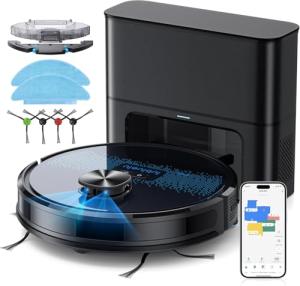 Lubluelu Robot Vacuum Cleaner with Mop, 2 in 1 Robot Vacuum 4000Pa Suction Lidar Navigation, 5 Real-Time Mapping 10 No-go Zone, Wifi/App/Alexa Robotic Vacuum Cleaner for Pet Hair Carpet (60Pro Black)