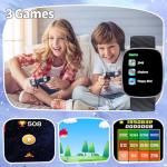 Ucani Kids Smart Watch 6-16 Years - IP68 Waterproof Fitness Tracker, 1.75" Touch Screen, Heart Rate & Sleep Monitor, 100+ Sports Modes, Gift for Girls Boys (Bright Black)