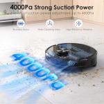 Lubluelu Robot Vacuum Cleaner with Mop, 2 in 1 Robot Vacuum 4000Pa Suction Lidar Navigation, 5 Real-Time Mapping 10 No-go Zone, Wifi/App/Alexa Robotic Vacuum Cleaner for Pet Hair Carpet (60Pro Black)