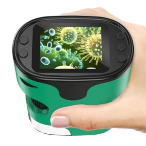 1000X Handheld Digital Microscope for Kids - 4K 2.0" Screen, Rechargeable Mini Labster Portable Pocket Scope, Includes Slides Kit - Science Gadget Edu Gift for Children Ages 4-12 (Green)