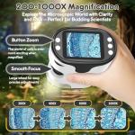 1000X Handheld Digital Microscope for Kids - 4K 2.0" Screen, Rechargeable Mini Labster Portable Pocket Scope, Includes Slides Kit - Science Gadget Edu Gift for Children Ages 4-12 (White)