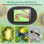 1000X Handheld Digital Microscope for Kids - 4K 2.0" Screen, Rechargeable Mini Labster Portable Pocket Scope, Includes Slides Kit - Science Gadget Edu Gift for Children Ages 4-12 (Green)