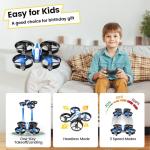 Holy Stone HS210 Mini Drone for Kids and Beginners RC Nano Quadcopter Indoor Small Helicopter Plane with Auto Hovering, 3D Flip, Headless Mode and 3 Batteries, Great Gift Toy for Boys and Girls, Blue