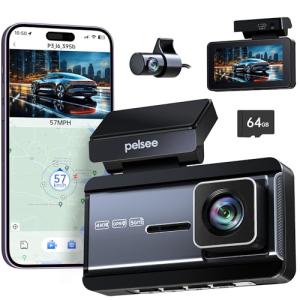 Pelsee P3 4K Dual Dash Cam with Wi-Fi
