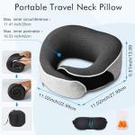 Memory Foam Travel Pillow with Eye Masks & Earplugs