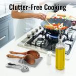 Silicone Utensil Rest - Heat-Resistant Spoon Holder (Gray)