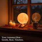 3D Moon Lamp - Ceramic Base, LED Night Light