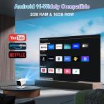 WiFi Mini Projector - 4K 1080P, Portable, Bluetooth