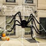 Giant Halloween Spider Decoration with Spider Webs