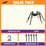 Giant Halloween Spider Decoration with Spider Webs