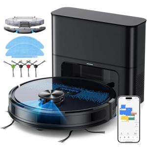 Lubluelu Robot Vacuum Cleaner with Mop, 2 in 1 Robot Vacuum 4000Pa Suction Lidar Navigation, 5 Real-Time Mapping 10 No-go Zone, Wifi/App/Alexa Robotic Vacuum Cleaner for Pet Hair Carpet (60Pro Black)