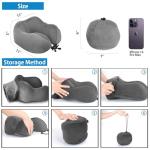 LUXSURE Memory Foam Travel Neck Pillow - Grey