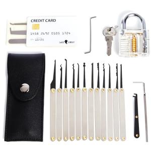 20-Piece Lockpicking Set with Transparent Padlock | Gadgets for Men