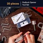 Professional 20-Piece Lockpicking Set with Transparent Padlock | Gadgets for Men