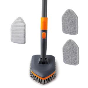 CLEANHOME Long Handle Shower Scrubber: 3 Cleaning Pads