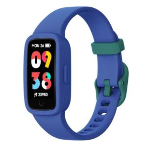 BIGGERFIVE Vigor 3 Kids Fitness Tracker Watch, AMOLED Screen, No App or Phone Needed, 3ATM Waterproof, Heart Rate & Sleep Monitor, Pedometer & Step Counter Smart Watch for Boys Girls Ages 5-15 (Blue)
