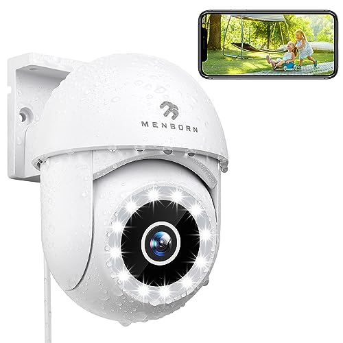 Menborn 2.5K Outdoor Security Cam WiFi 360° Alexa