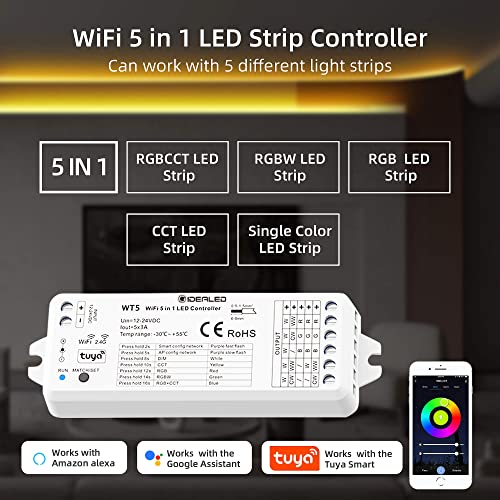 GIDEALED Smart Wireless RGBWW LED Controller for Alexa/Google