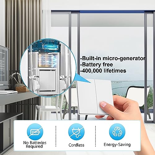 Portable Self-Powered Wireless Light Switch Kit for Home
