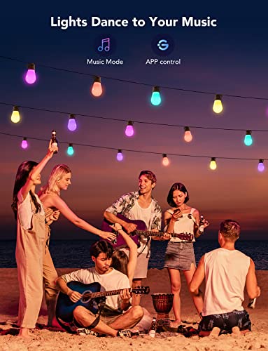 Govee Outdoor LED String Lights, 15m RGBICWiFi, Dimmable