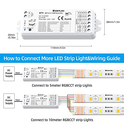 GIDEALED Smart Wireless RGBWW LED Controller for Alexa/Google