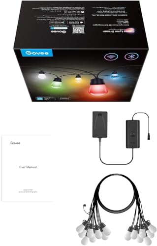 Govee Outdoor LED String Lights, 15m RGBICWiFi, Dimmable