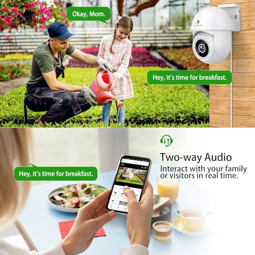 Menborn 2.5K Outdoor Security Cam WiFi 360° Alexa