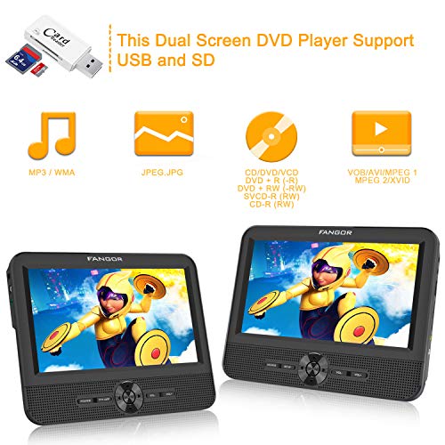 FANGOR 7.5'' Dual Car DVD Player with Two Screens