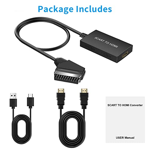 Scart to HDMI Converter with Cable, Full HD