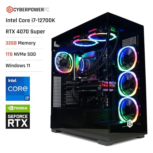 CYBERPOWERPC Luxe Gaming PC - i7-12700K, RTX 4070 Super