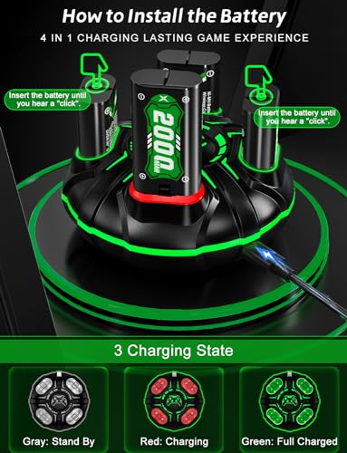 Xbox Battery Charger Station with 4 Rechargeable Batteries