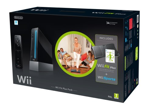 Black Nintendo Wii Console with Wii Fit Plus Kit