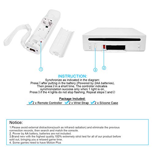 Set of 2 Wireless Wii Controllers with Nunchuck and Motion Plus