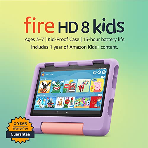 Fire HD 8 Kids Tablet | 8" HD Display, 3-7 Years, 32GB, Purple