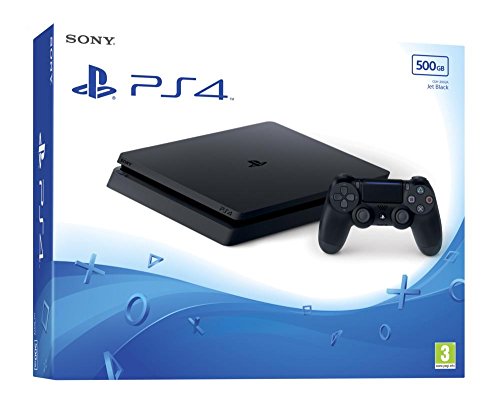 Sony PlayStation 4 Slim 500GB Console + Wireless DualShock 4 Controller, Jet Black