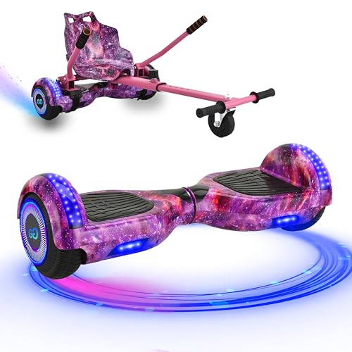 Pink G1 Galaxy Hoverboard with Hoverkart Bundle