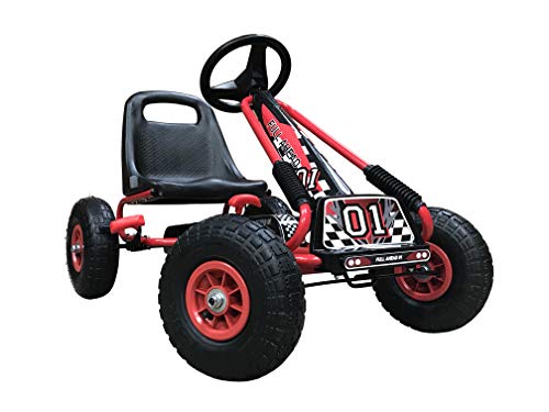 Kiddo Racer Red Go-Kart: Adjustable Seat, Rubber Tyres