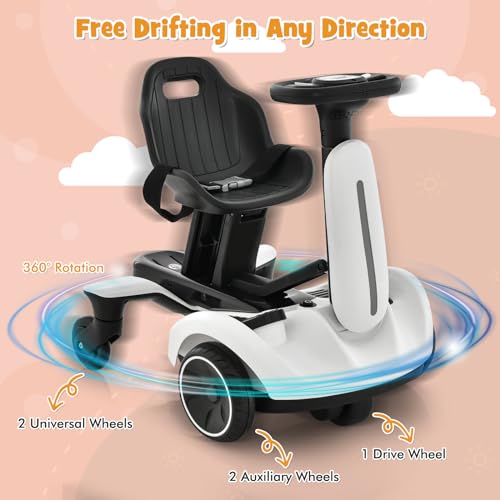 COSTWAY Electric Drift Car - 6V Go Kart for Kids