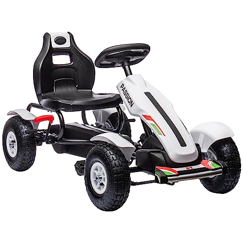 Adjustable Seat Kids Pedal Go Kart - White