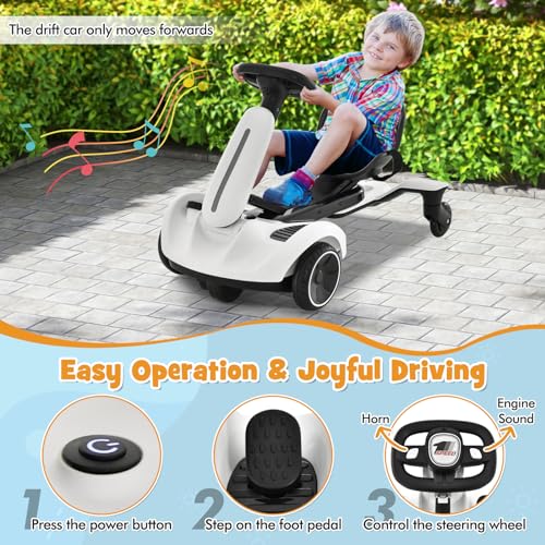 COSTWAY Electric Drift Car - 6V Go Kart for Kids