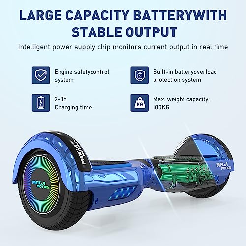 Bluetooth Mega Motion Hoverboards for Kids with LED Lights
