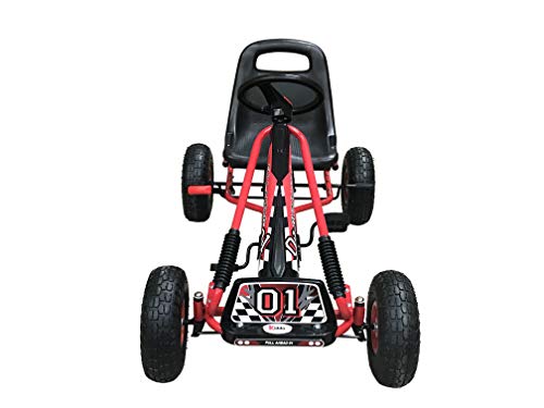 Kiddo Racer Red Go-Kart: Adjustable Seat, Rubber Tyres