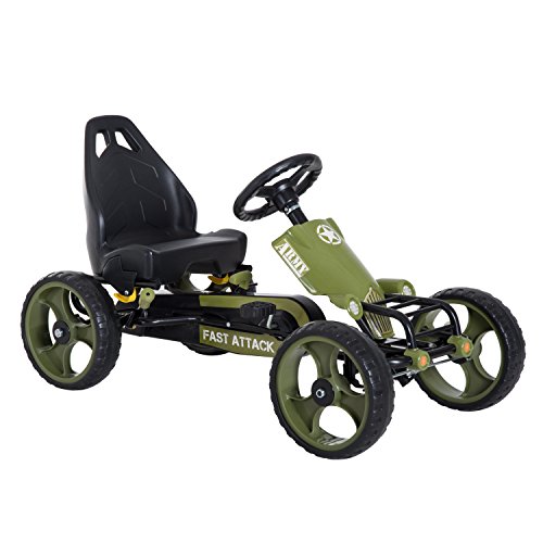 Kids Pedal Go Kart Racer, Adjustable Seat, Green