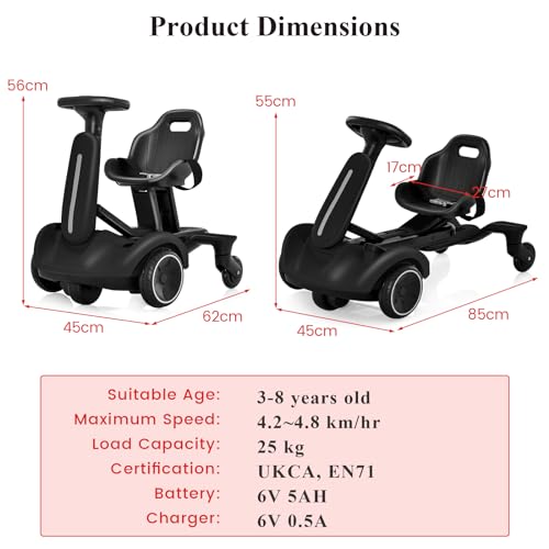 Kids Ride on Drift Car with Adjustable Seat