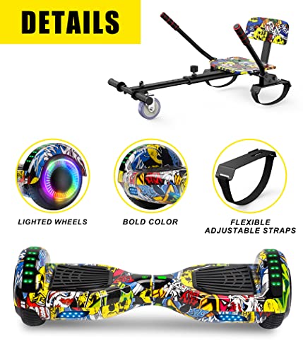 Hoverboard Go Kart Seat with LED Lights & Bluetooth
