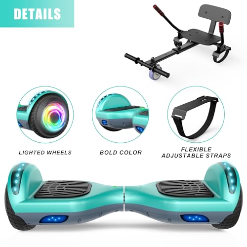 SISIGAD Hoverboard with Go Kart Combo, Green+Gray