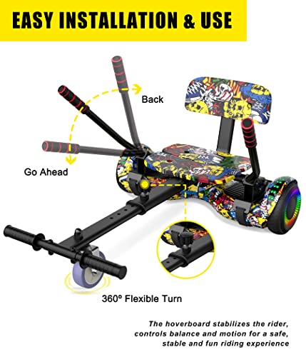 Hoverboard Go Kart Seat with LED Lights & Bluetooth