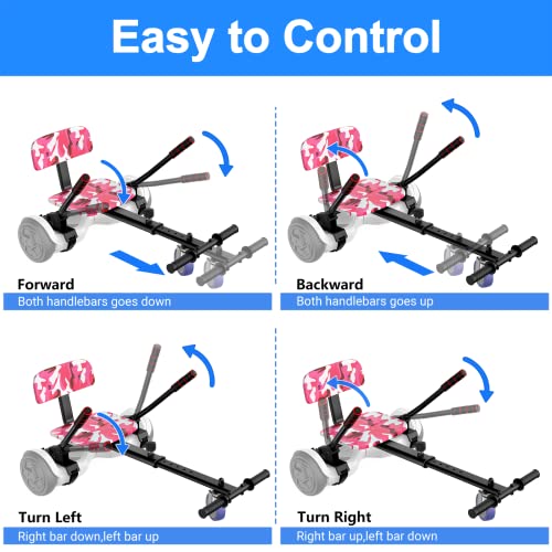 Hoverboard Go Kart Seat with LED Lights, Bluetooth Speaker