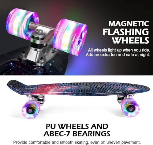 LED Light-Up Cruiser Skateboard for Kids, Teens, Adults
