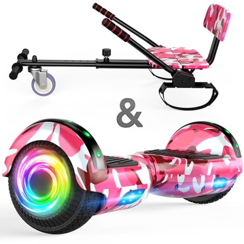 Hoverboard Go Kart Seat with LED Lights and Bluetooth Speaker